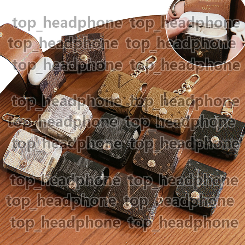 For Airpods Pro 2 3 4 Generation Case Designer AirPods Case Chain Strip Bag Print Headset Packet Hook Clasp Keychain Anti Lost Earphone Shell Mini Bag Charm