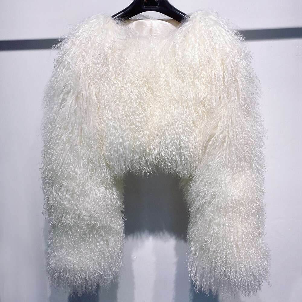 Women's Cropped Faux Fur Jacket - Fluffy Soft Fuzzy Coat With Long Sleeves | Luxury White Outerwear For Evening Parties, Street Style And Seasona
