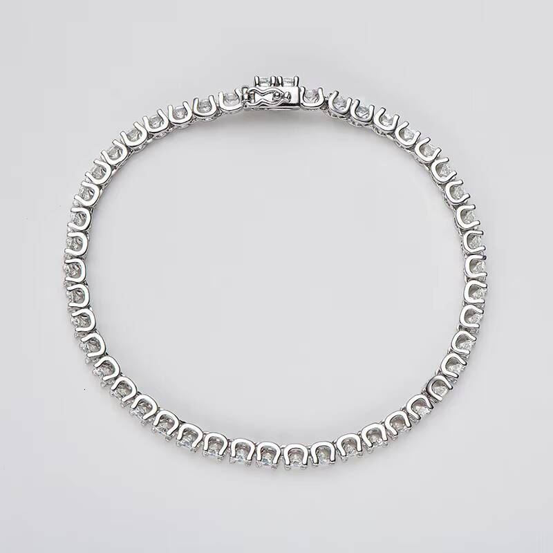 Classic Style Punk Hip Hop D Color FL GRA Moissanite Silver Chain Bracelet for Party