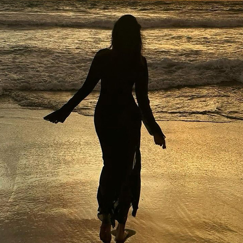 Nordic Style Crocheted Maxi Cover-Up for Women - Valentines Day Special Edition with Sexy Design----NBS045