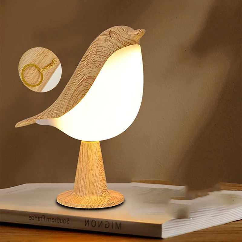 LED Night Lamp Bird/Duck/Rabbit Cartoon Silicone/Wooden Sleeping Light USB Rechargeable TouchSensor Bedroom Bedside Lamp For Kid M251114