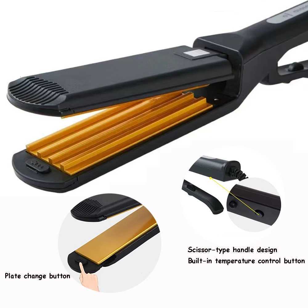 Ceramic Corrugated Iron Electric Curling Crimped Wide Plates Beauty Hair Iron For Hair Wave Corrugation Flat Irons Styling ToolsT251114