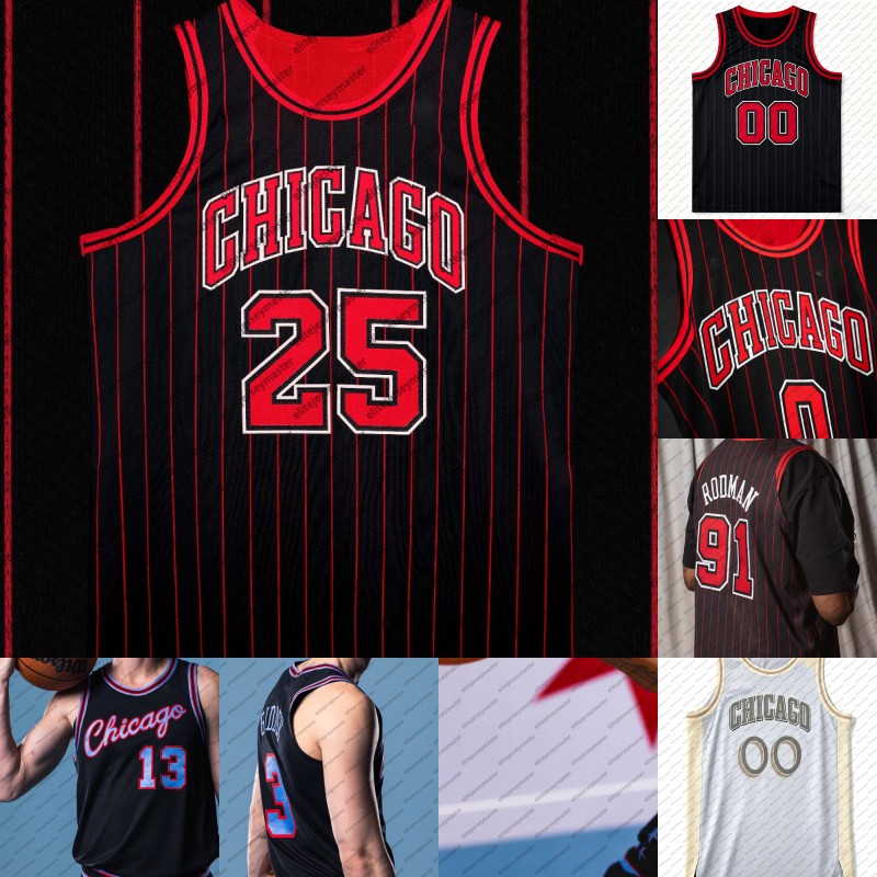 Zach 8 Josh Giddey 3 2025-26 City Ayo Dosunmu 11 Talen Horton-Tucker 22 Coby White 0 Rodman 91 Personalized Customized Basketball Jerseys Custom Any Number Name 66