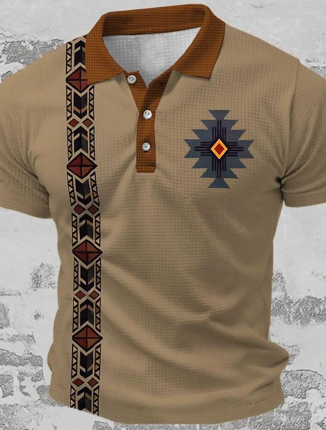 Mens tribal polo shirts golf shirts short sleeved polo shirts collar shirts vintage casual vacation clothes party shirts W250414