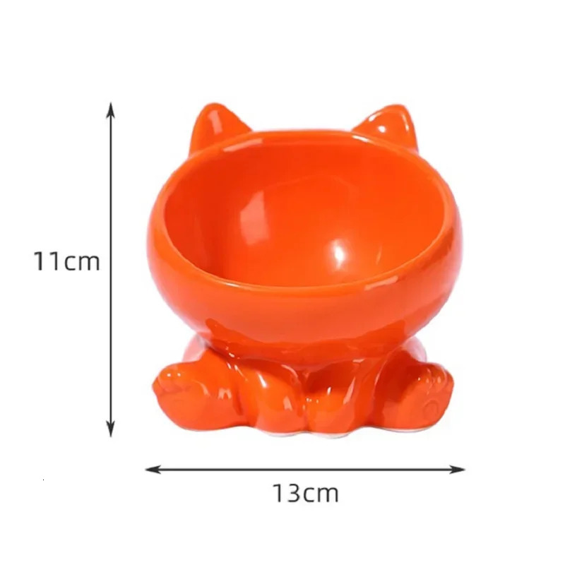 Cat Bowl Pet Accessories Ceramic Diagonal High Feet Cute Protection Ceramic Spine Dog Bowl Beverage Bowl Pet Supplies 250414
