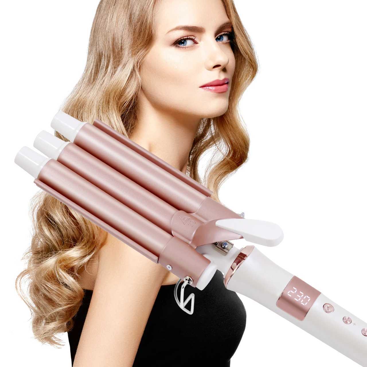 Hatteker Professional Hair Curling Iron Ceramic Triple Barrel Waver Electric Hair Styling Tool for Versatile Curls And WavesT251114