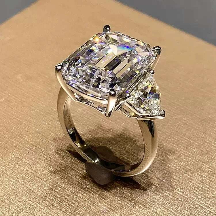 Emerald 8Carat Shape Au585 14K White Gold Ring DVVS1 Moissanite Diamond ring Women Wedding Party Engagement birthday