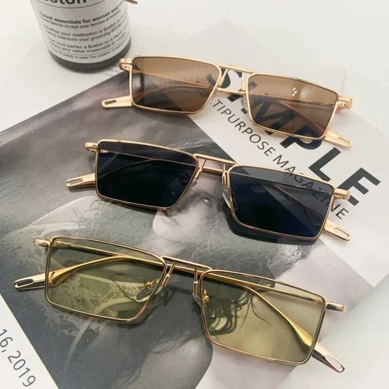 Retro narrow sunglasses womens luxury brand metal frame sunglasses mens rectangular driving glasses fishing eyesT250414