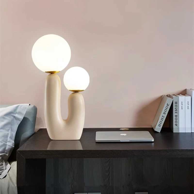Nordic childrens room bedroom bedside lamp art table lamp decoration model room living room double head table lamp M251114