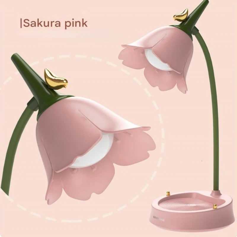 Girls heart flower and bird three-speed dimming rechargeable LED lamp childrens reading lamp student dormitory lamp M251114
