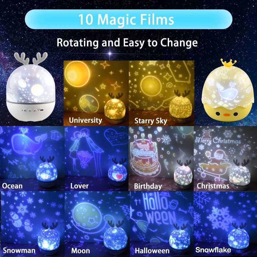 Rotating Music Projector Children Night Light Birthday Christmas Gift Galaxy Projection Sleep Lamp Bedroom Decoration M251114
