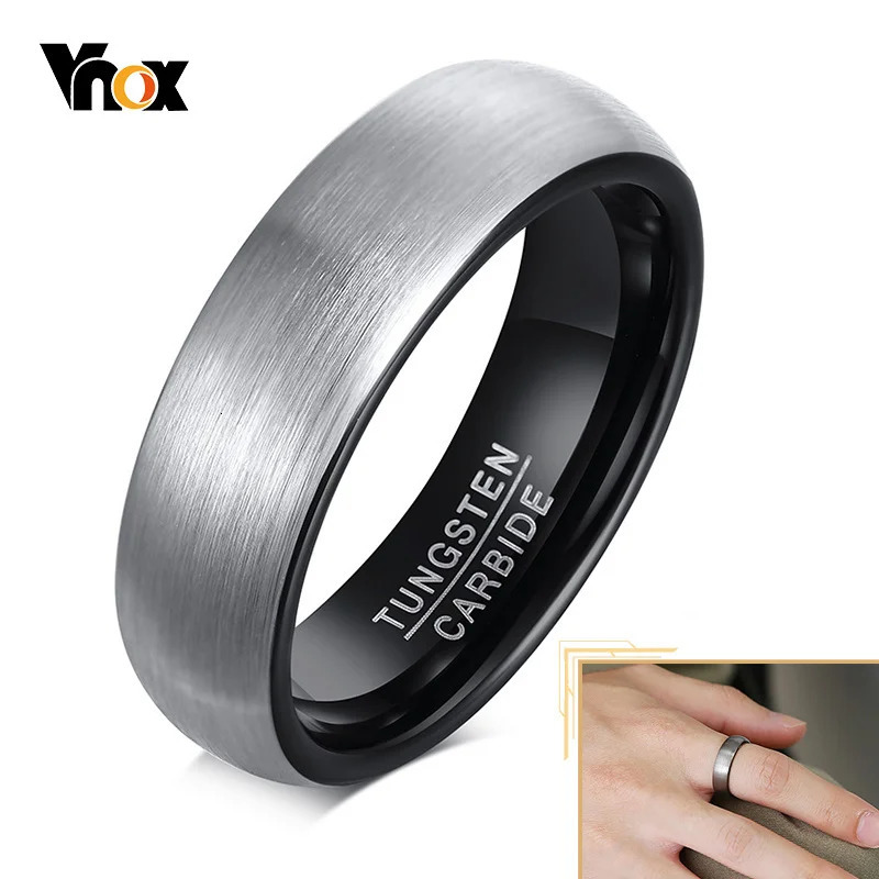 Vnox Basic 6mm Men Wedding Tungsten Carbide Ring Matte Finished Minimalist Finger Bands JewelryComfort Fit US Size 251113