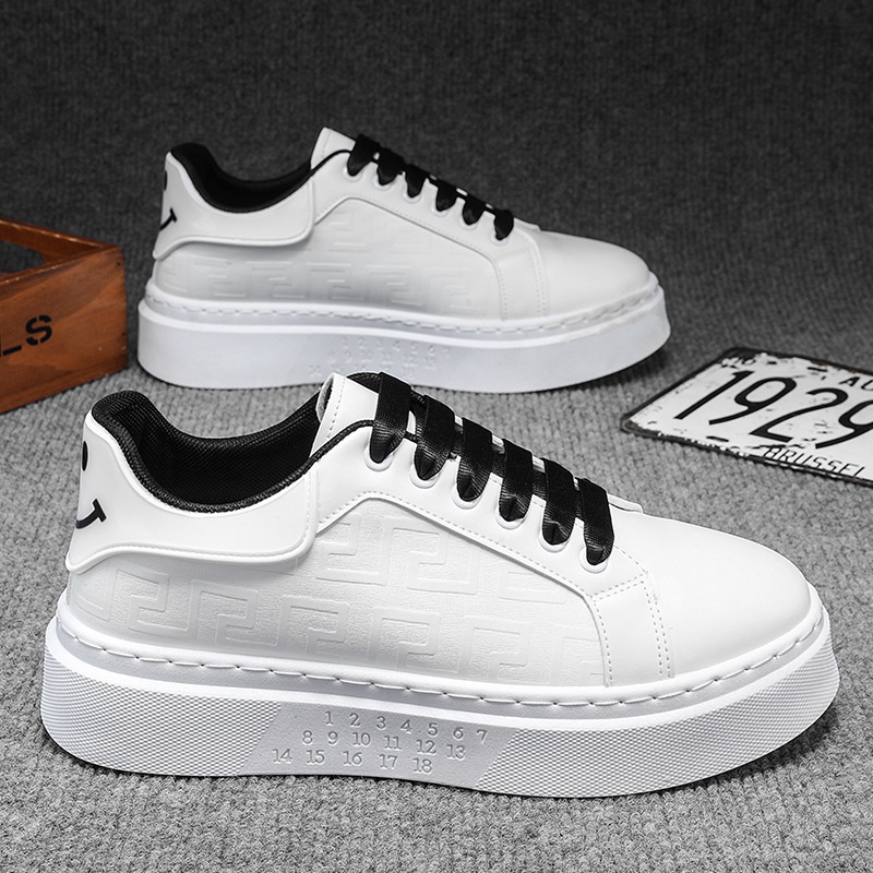 Free shipping designer casual shoes men flat shoes trendy fashion comfortable thick soled height increasing flat shoes white