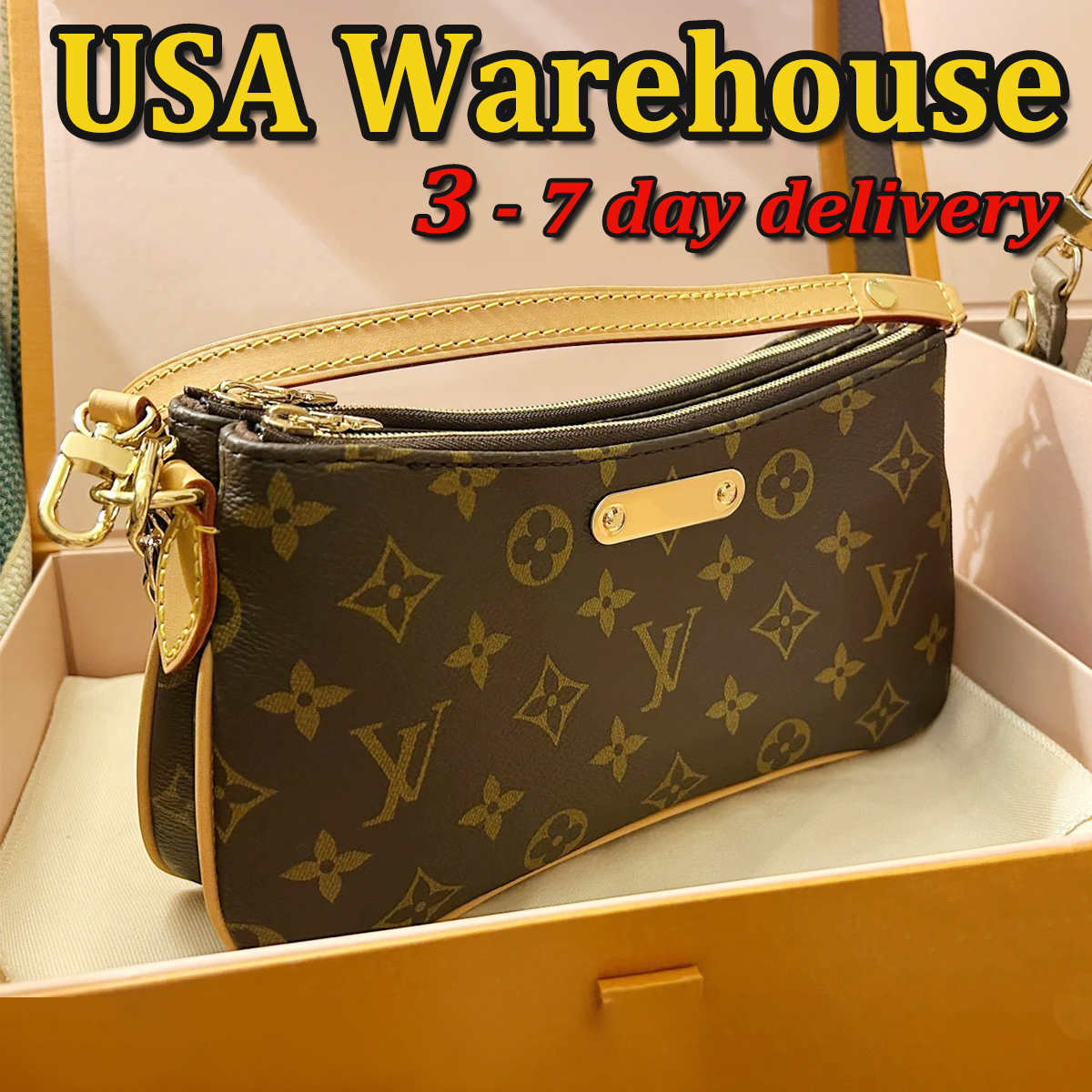Designer Bag Luxury Bag Shoulder Bag Fashion Women's handbag Purse Brown Print Cowhide leather Crossbody bag Double layer Underarm Bag Classic print Mahjong Bag