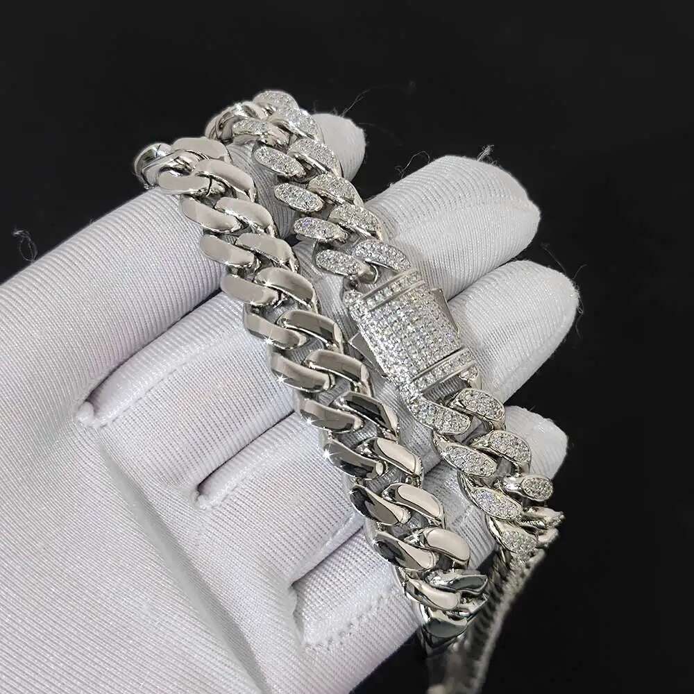 ESKEEM 12mm Hip Hop Jewelry Iced Cuban Link Chain Bling Brass CZ Cuban Choker For Women 2 Rows Necklace Plating White Gold