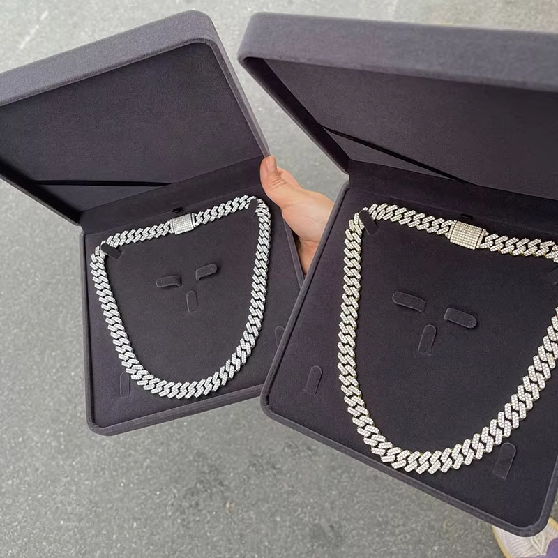 15MM VVS Sterg Sier White Gold Miami k Iced Out Natural Moissanite Cuban