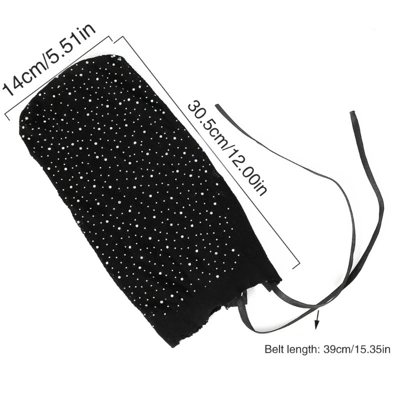 Black Stocking Head Cover with Rhinestones Tie Balaclava Face Mask Couple Play Black Head Wrap Full Hood Costume 250410