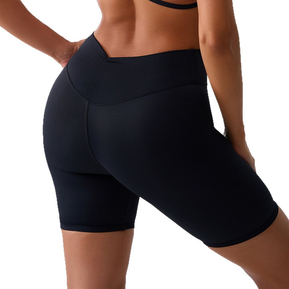New Cloud Inspired Yoga Women Sandblasted Tight Fitting Elastic Sporty Peach Hip Lifting Solid Color Fiess Shorts