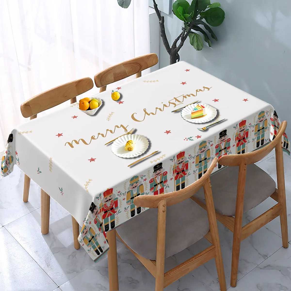 Christmas Christmas Nutcracker Polyester Tablecloth for Table Decor Winter Xmas Holiday Kitchen Dining Table Cloth Christmas Decorations Y251113