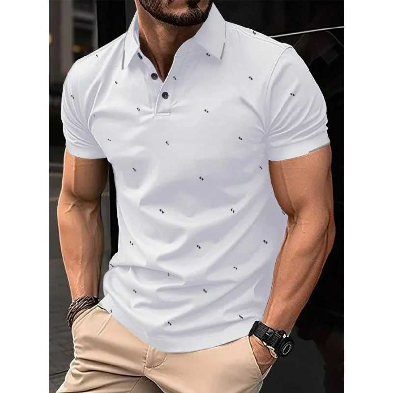 New casual printed short sleeved polo shirt for summer 2024 high-quality micro elastic breathable T-shirt W250414
