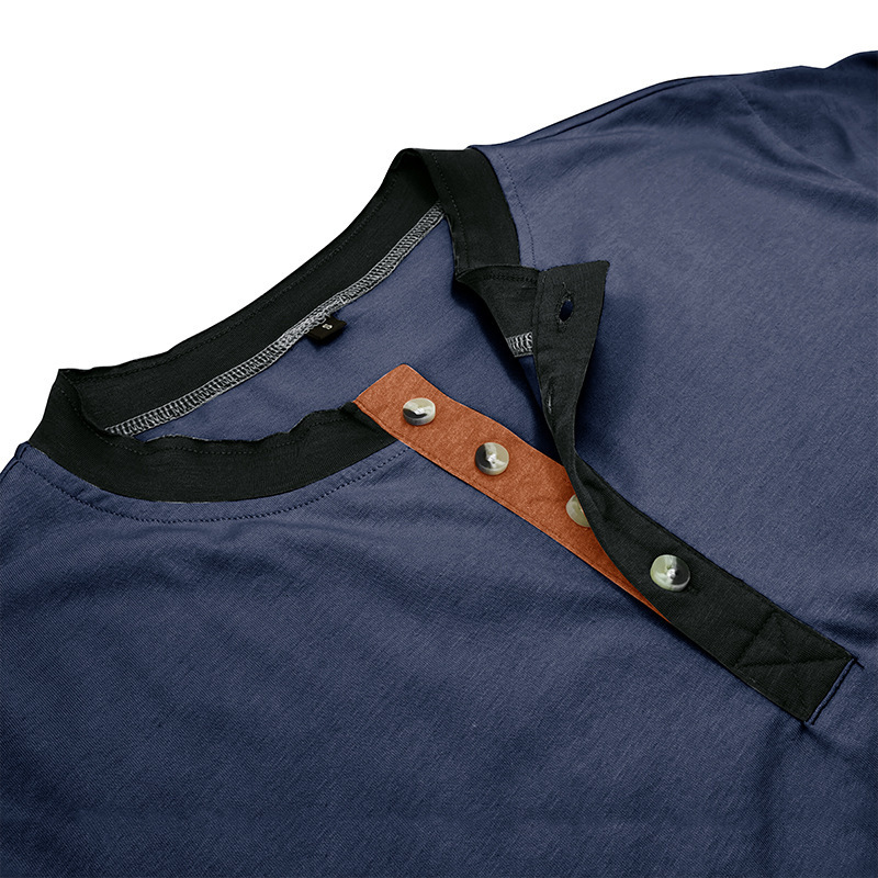 2023 Mens Short Sleeve T-shirt Sports Fitness Mens Outdoor Henley Shirt Bottom Top