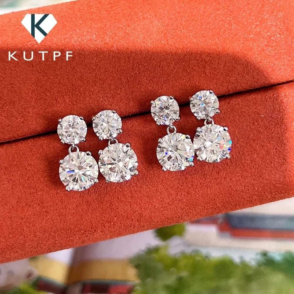 5.6cttw D Color Round Brilliant Cut Moissanite Diamond Drop Earrings with Certificate 925 Sterling Silver Stud Earring for Women