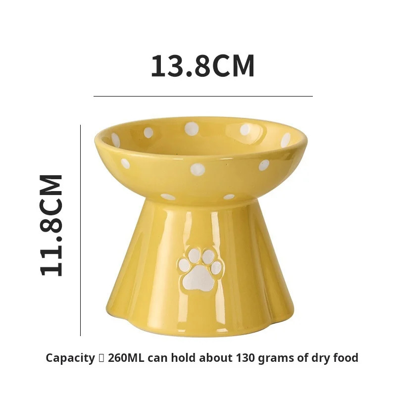 Cat Bowl Ceramic Protection Certificate Vertebrae Cat Food Base Anti Black Chin High Cat Bowl Rack Cat Teddy Dog Bowl Pet Bowl 250414