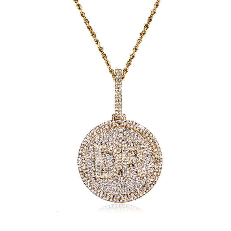 Hip hop gold-plated chilled zircon silica name double letter necklace pendant