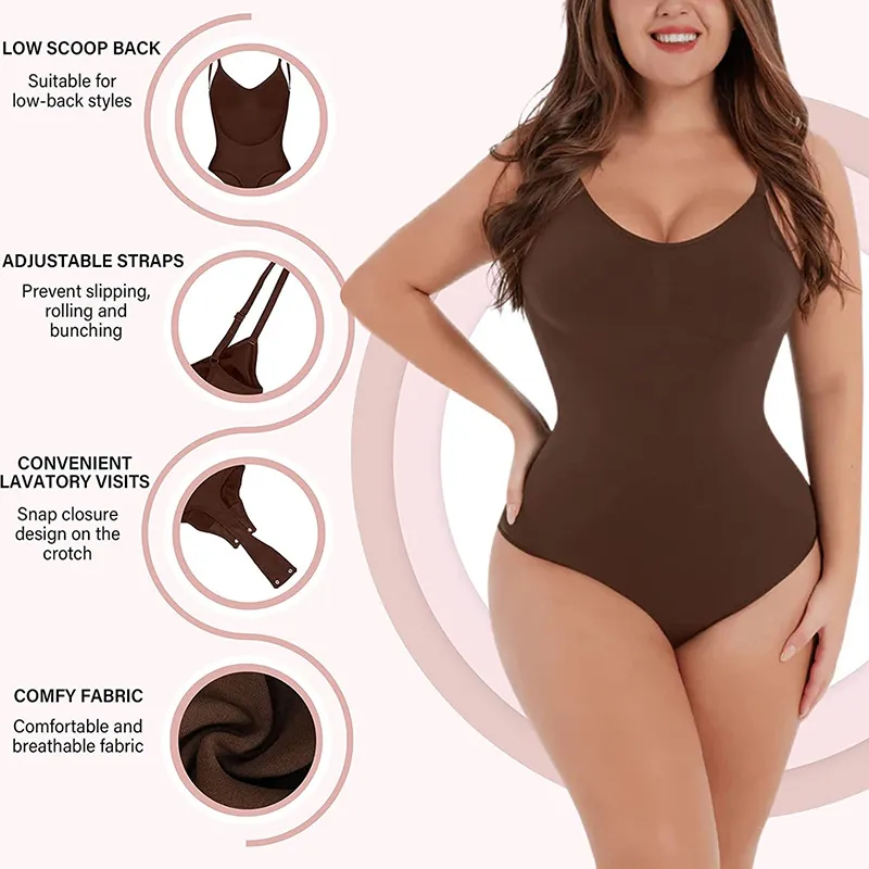 Women's Shapers Low Back Bodysuits Shapewear Thong Open Crotch Body Scoop Shaper Wear Seamless Suit Compress