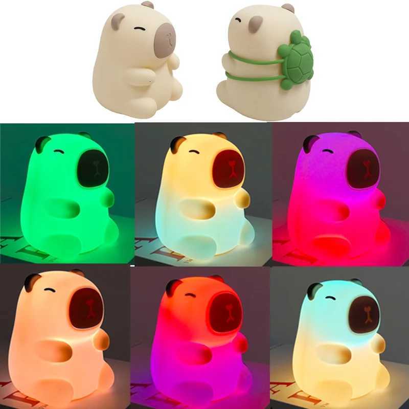 LED Night Lights for Children Bedroom Cute Animal Mango Capybara Lamp Touch Sensor Dimmable USB Rechargeable RGB Timing Gift M251114