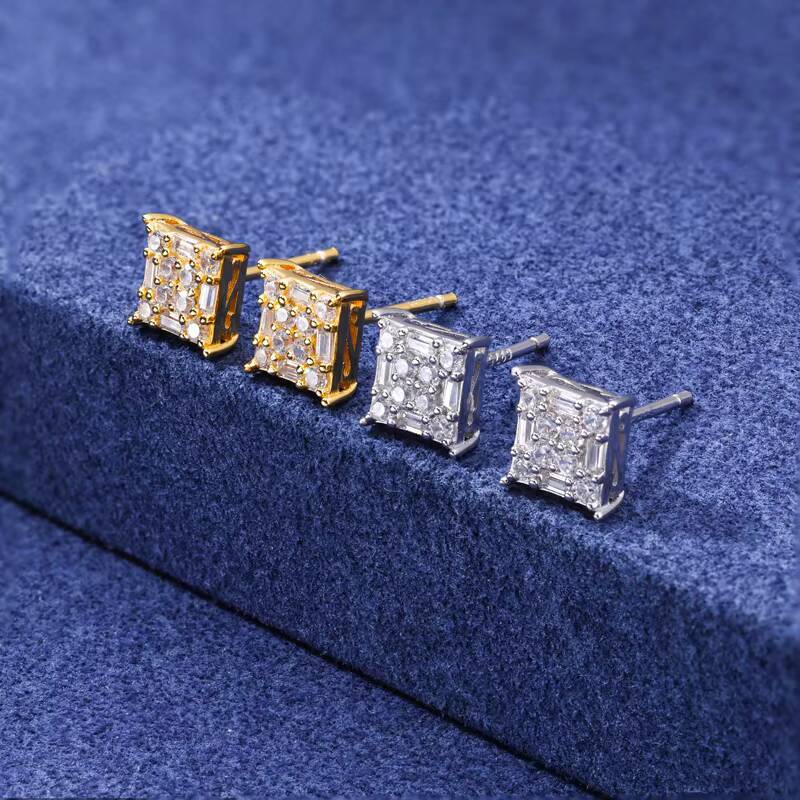 925 Sterling Silver Rappers Jewelry Hip Hop Earring Iced Out Lab Moissanite Gra Certified Stud Earring Wholesale Jewelry