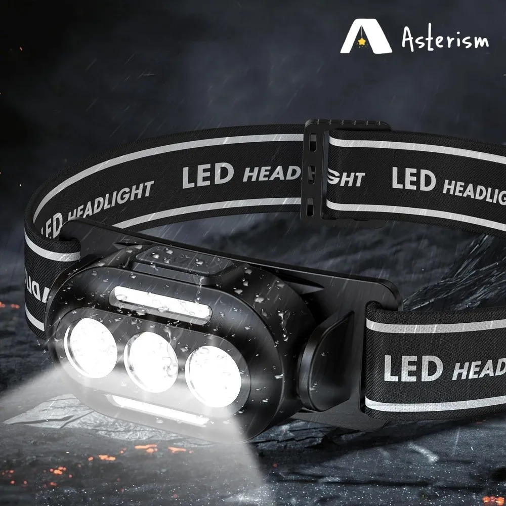 Ultra Bright Usb Rechargeable Headlamp Led Head Flashlight With White Red Blue Head Lamp IPX4 Waterproof Headlight Head Light 251112