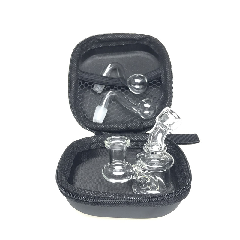 Goodsstore 2.5 Inch Outdoor Travel Glass Oil Burner Bong Smoking Set Thick Glass Head Portable Pocket Water Bongs Glass Pipes