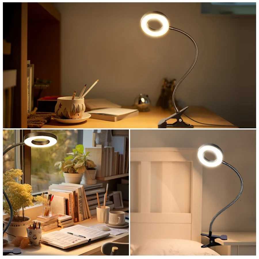 LED Desk Lamp Clip Light Rechargeable Dimmable Gooseneck Reading Light Office Lamp Plant Growth Light Portable Table Lighting M251114