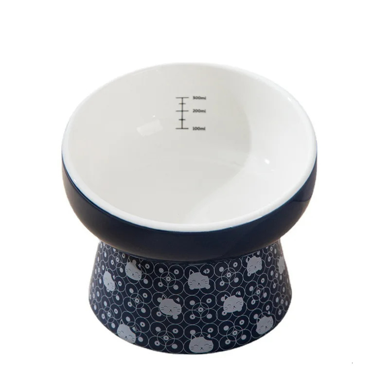 Japanese style cat bowl ceramic double bowl anti knock food bowl dog bowl cat beverage bowl automatic beverage pet supplies 250414