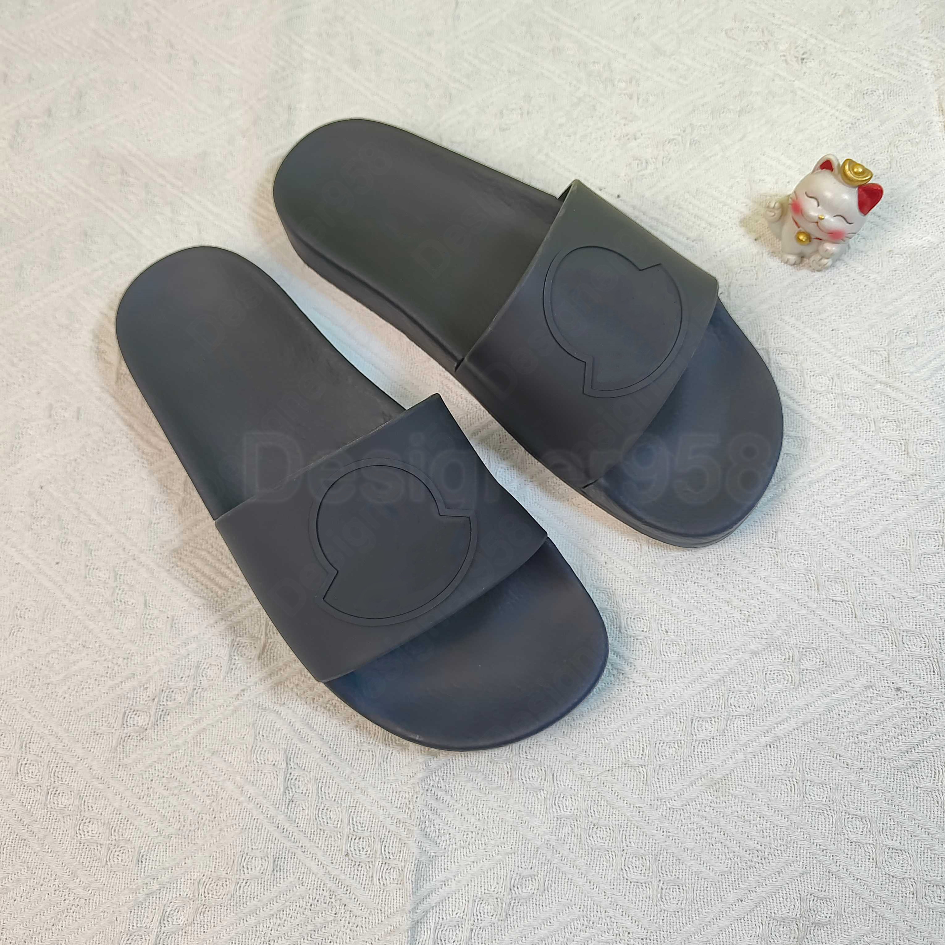 Luxury rubber slide sandals designer summer beach slippers black solid France flag slides womens mens slipper fashion striped flat mules