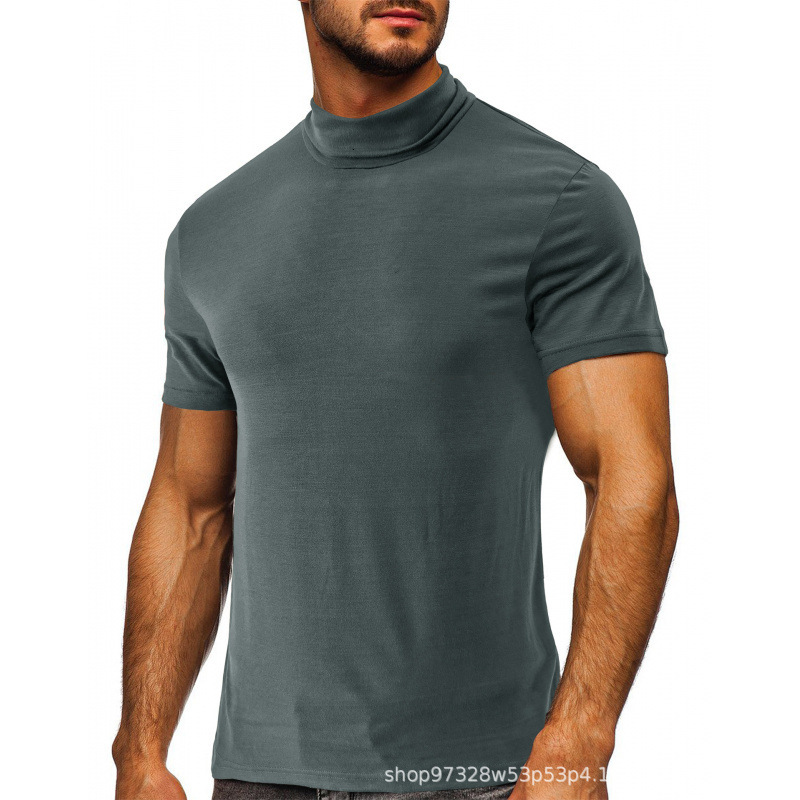 2023 Summer High Collar Underlay Mens Short Sleeve Mens T-Shirt Mens Underlay Top Mens T-Shirt