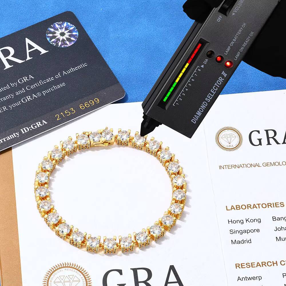 Eskeem 6mm High Quality 925 Sterling Silver Moissanite Brilliant Tennis Shining Bracelet Pass the Diamond Test