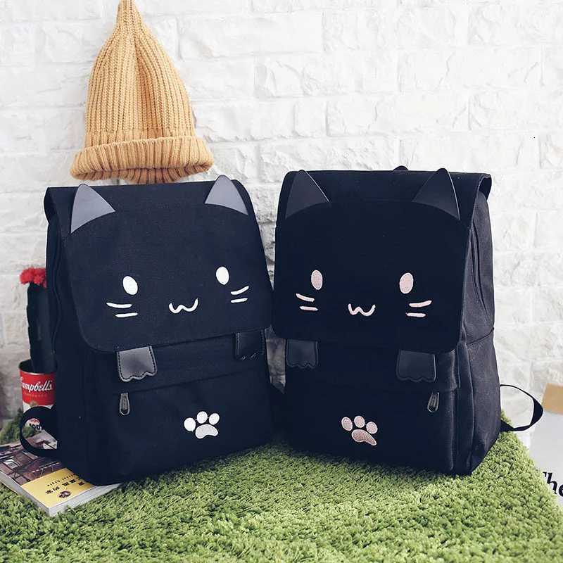 Japanese Stupid Cute 3D Cat Large Capacity Book Bag Girl Cartoon Backpack Womens BackpacksW251113