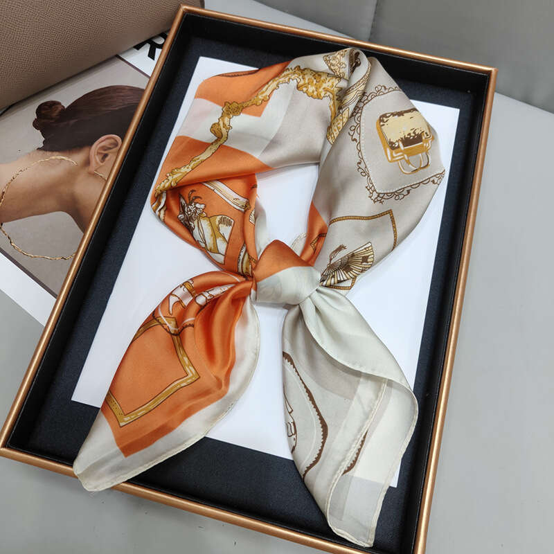New 70 Small Printed Square High End Versatile Imitation Silk Women's Satin Scarf Shawl