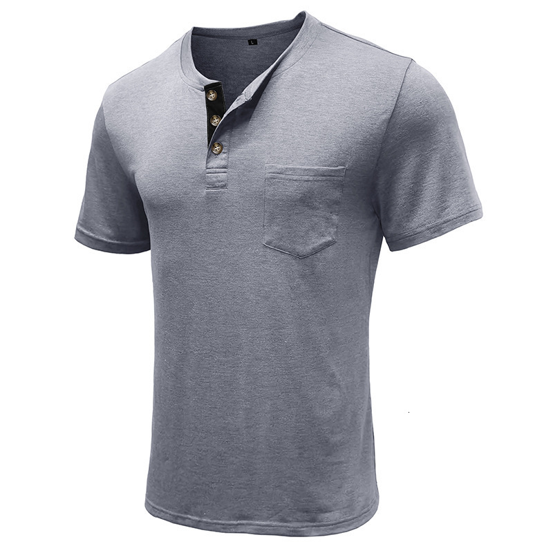 Summer mens short sleeved T-shirt Mens bottom shirt Round neck T-shirt Mens Henry shirt