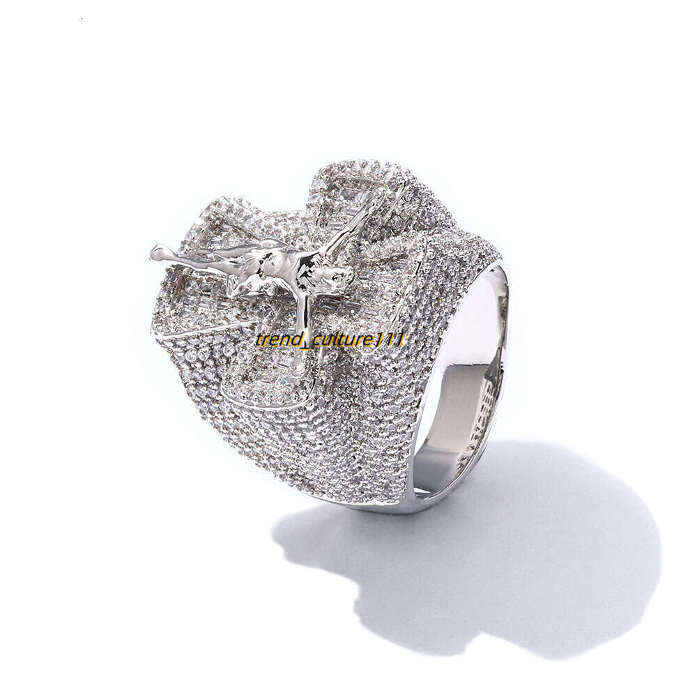 Hip hop cross high-end men's Moissanite ring, trendy and versatile accessory