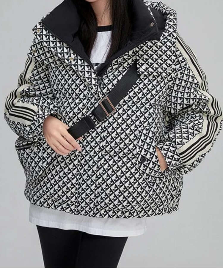 Women's Wear Thickened Houndstooth Down Jacket Women Winter 2023 New High Quality Korean Style Loose Bag Warm Fashion White Duck Puffer Coat