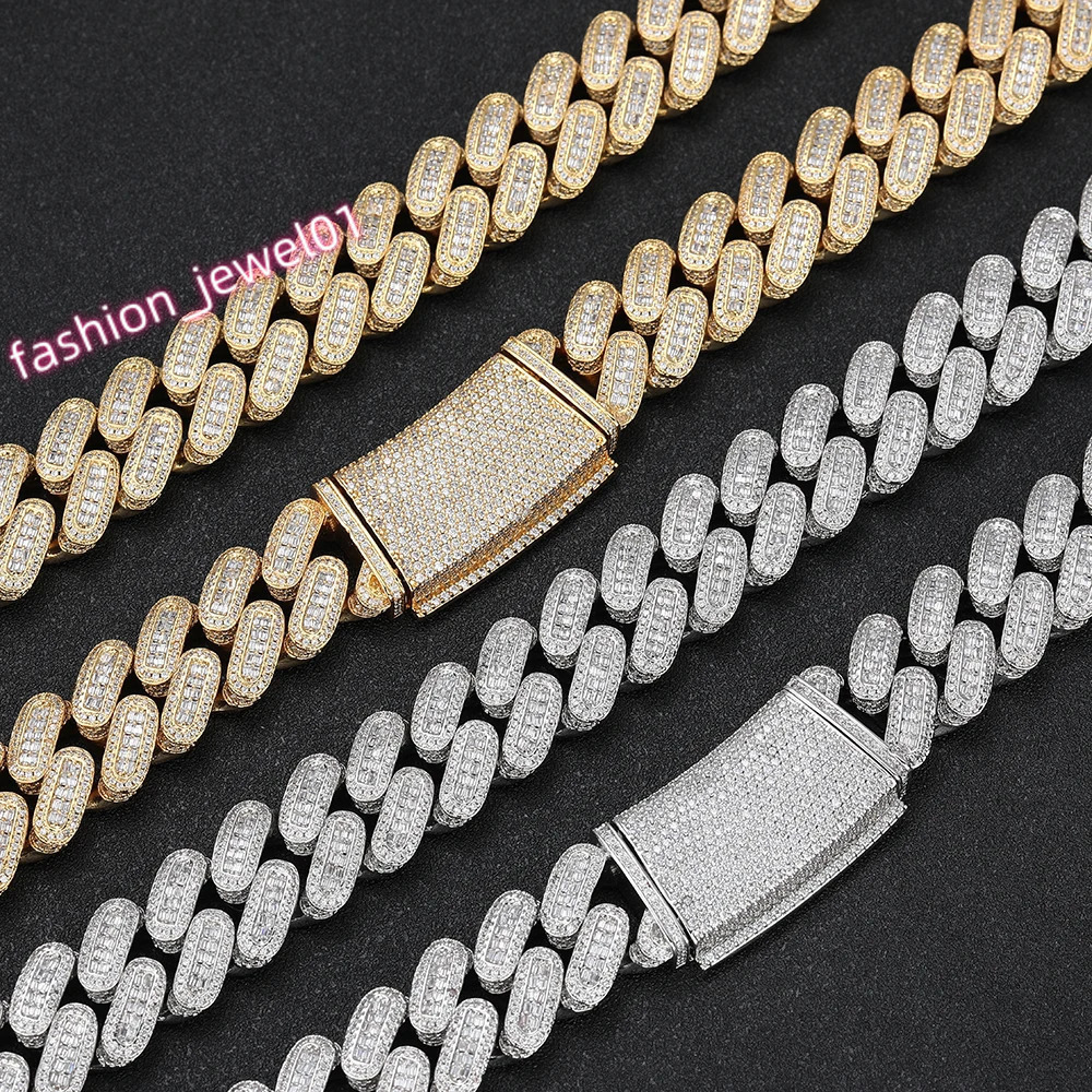 18mm Mixed Inlay Diamond Cuban Necklace Hip Hop Long Clasp Big And Heavy Iced Cuban Chain For Men Rapper Jewelry