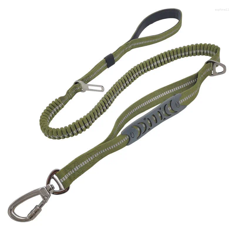 Update Heavy Duty Car Seat Belt Dog Lead Tactical Bungee Leash No Pull Nylon Rope With Metal Carabiner For Medium Large