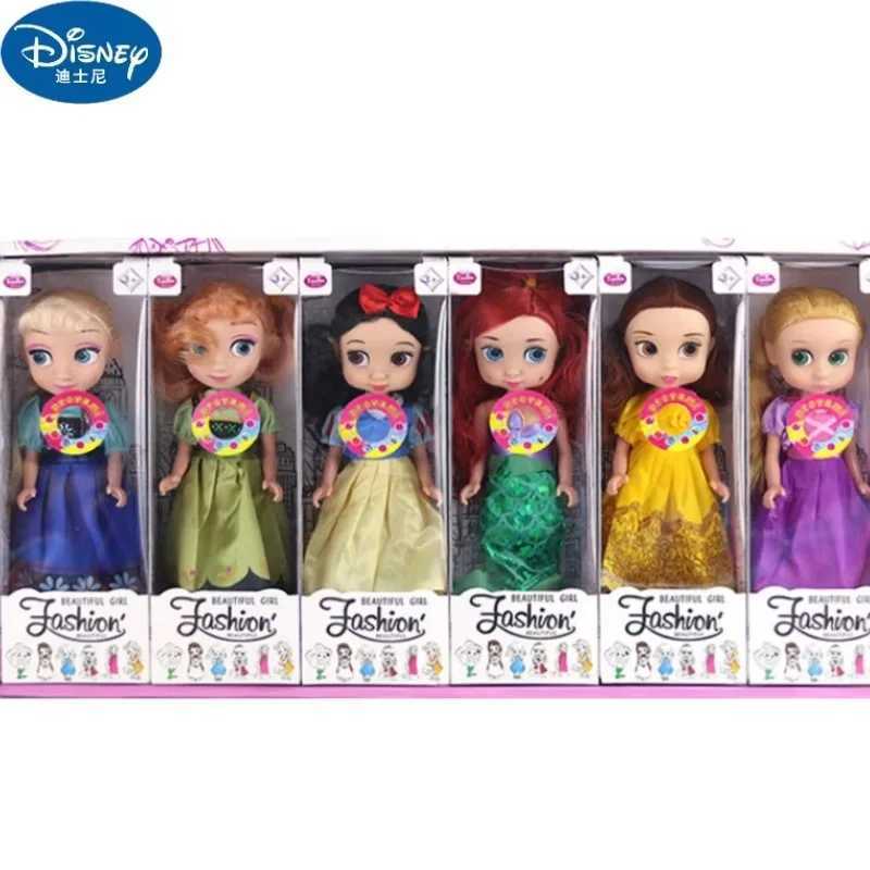 free shipping 6 pieces/set Princess Anna Elsa Rapunzel Snow White Beauty Sandro Doll Game House Toy Girl Christmas Gift