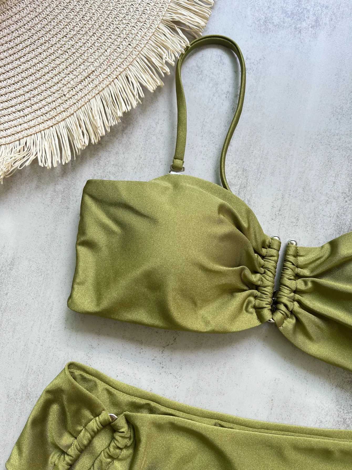 Bandeau Bikini Push Up Women Swimsuits 2024 Sexy Female Swimwear Brazilian Bikini Set Thong Biquini Swim Suits Solid BeachwearW251113