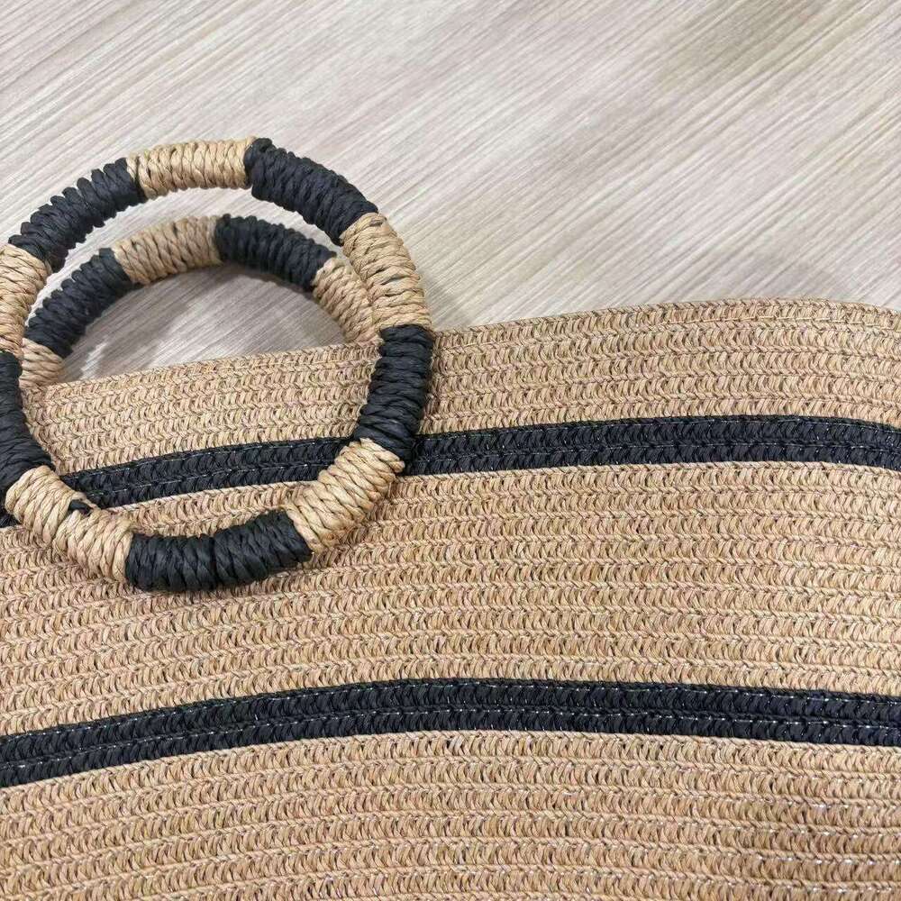 Handmade Beach Bag New Grass Beach Large Capacity Woven Casual Tote Women's Bag, Circular Handbag Kq2