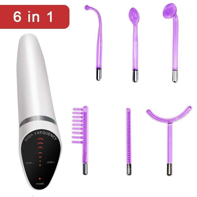 Handheld High Frequency Beauty Hine 6 In 1 Electrode Wand Violet Ray Hair Growth Wrinkles Removal Skin Care Tool