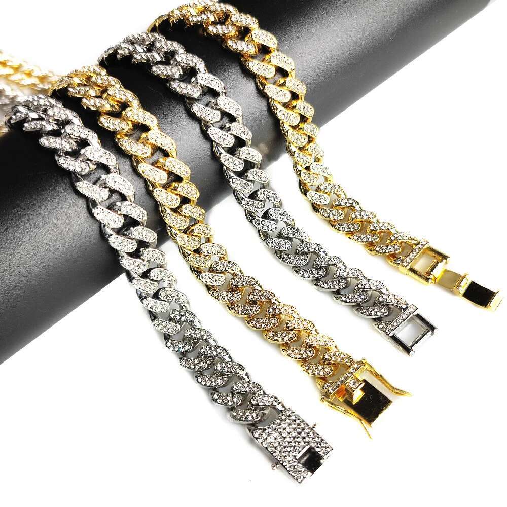 13MM AAA Rhinestone Iced Out Miami Cuban Link Chain Necklace For Men Women Chains Hip Hop Silver Color Jewelry On The Neck Gift